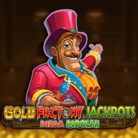 Gold Factory Jackpots Mega Moolah slot visual from Aurum Signature Studios available on levelsupcasino.com