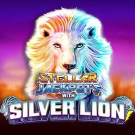 Stellar Jackpots with Silver Lion slot icon by Lightning Box Game, available at Level up Casino